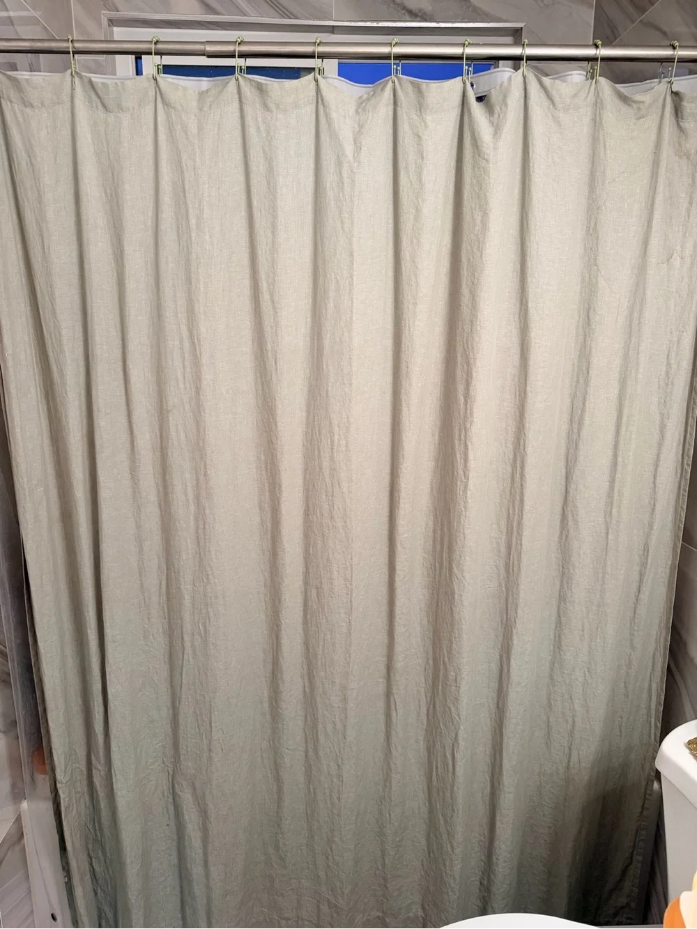 100% Linen Sage Green Shower Curtain | West Elm